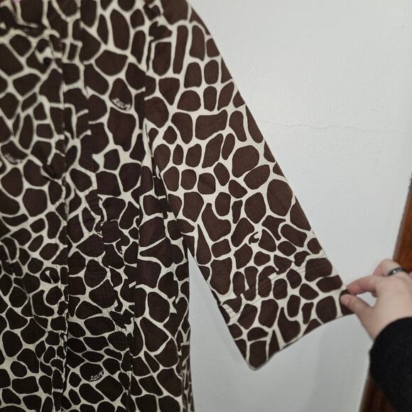 LILLY PULITZER Animal Print Giraffe Brown Coat Womens 3/4 Sleeve Size 2 - Picture 5 of 7